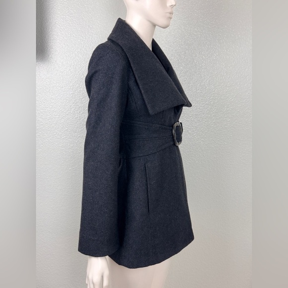 jessica simpson XS wool long black coat oversized collar fully lined - Picture 11 of 17